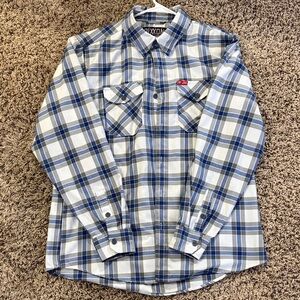 DIXXON Blue and White Plaid Casual Button-Down Shirt